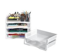 Yesdate Desk Letter Tray Set 6-Pack, A4 Size Stackable Document Organizer, Office Desktop File Paper Holder, Book Storage Rack, Anti-Skid Stacking Support Convex Bottom Grooved
