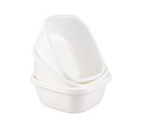 Yesdate Set of 4 Plastic Square Washing Up Bowl, Portable Washing Basin Tub, 10 Litre, White
