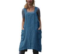 YESDOOD Apron for Womens Cotton Linen Apron Cross Back with Pockets Pinafore Dress for Baking Cooking