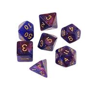 Yeselino 7pcs/set Dichromatic D4 D6 D8 D10 D12 D20 Polyhedral Dices Numbers Dials Desktop Board Game Metal Dice Purple Silver
