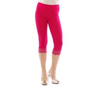 YESET Capri 3/4 Leggings Lace Cotton Opaque Leggings Trousers Underwear Ladies - Shocking Pink, S