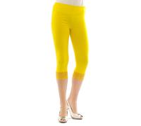 YESET Capri 3/4 Leggings Lace Cotton Opaque Leggings Trousers Underwear Ladies - Yellow, XL