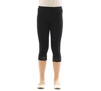 YESET Girl Kids Leggings Leggings Trousers Capri 3/4 Short with Lace Cotton - Black, 116 cm