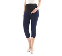 yeset Maternity Capri 3/4 Leggings Cotton Maternity Leggings Trousers with Pockets - Blue - 10