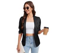 YesFashion Blazer Women's Elegant Satin Blazer Jacket Open Front Festive Blazer Jacket