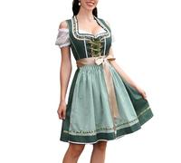 YesFashion Women's Dirndl Dress, 3-Piece Midi Costume Dress, Traditional Skirt, Costume Fashion Dress, Dirndl Blouse for Oktoberfest, dark green, 10