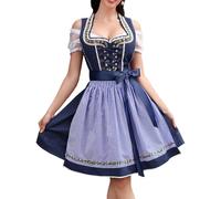 YesFashion Women's Dirndl Dress, 3-Piece Midi Costume Dress, Traditional Skirt, Costume Fashion Dress, Dirndl Blouse for Oktoberfest, darkblue, 10