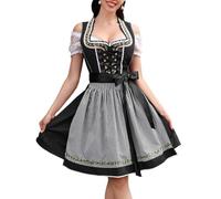 YesFashion Women's Dirndl Dress, 3-Piece Midi Costume Dress, Traditional Skirt, Costume Fashion Dress, Dirndl Blouse for Oktoberfest, black, 8