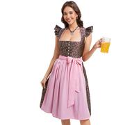 Yesfashion Womens German Dirndl Dress 2 Pieces Costumes for Traditional Beer Bavarian Oktoberfest Carnival Halloween Burgundy XL