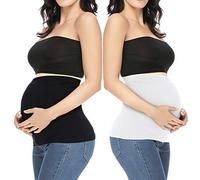 Yeshape Belly Band For Pregnancy with 2 PC of Waist Extenders for All Stages of Pregnancy Postpartum Soft Adominal Support, Black + White, 2