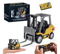 YESHIN Mini RC Forklift, 1:64 Scale Alloy Metal Forklift Toy with App Programming, Speed Regulation, Liftable Forks, Sound & LED Light, Type-C Rechargeable, STEM Gift for Adult Kid