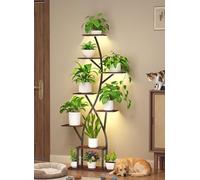 yeshine 8-Tier 50inch Tall Plant Stand Indoor with Grow Lights | Tree-Shaped Corner Plant Shelf with Grow Lights, Tall Flower Holder, for Home, Garden, Living Room, Hallway and Bedroom