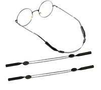YESHLiky 2 PCS Unisex Glasses Straps - Sunglasses Neck Strap for Sports and Leisure, Adjustable Silicone Spectacles Cord, Anti-Loss Eyewear Retainer for Men Women Children(Black)