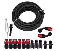 YESHMA 6AN 25F PTFE Fuel Line Hose Kit, AN6 3/8" PTFE LS Swap EFI Fuel Line Fitting Kit E85 Oil Nylon Braided Fuel Hose
