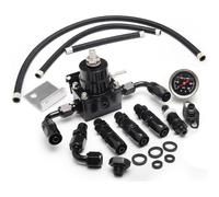 YESHMA EFI Fuel Pressure Regulator Kit 0-100psi with Gauge 6AN Fuel Line Fitting Universal Adjustable Aluminum (Black)