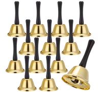Yeshone 12 Pcs Loud Hand Bells Bulk Steel Call Bells for Classroom Food Line Dinner Service Alarm and Jingle Ringing Multipurpose Handbells for Elderly Festival Party and Wedding Favors(Gold)