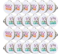 Yeshone 24 Pcs 4 Inch Natural Wooden Tambourines Bulk, Mini Pandereta with Christian Themed Prints Handheld Percussion Musical Instruments for Adults Church Worship Sunday Party Favors