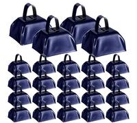 Yeshone 48 Pcs Metal Cowbells with Handles Loud Noise Makers Small Hand Percussion Cowbells for Football Events, Wedding, Graduation Team Cheering(Navy Blue)