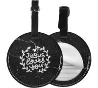 Yeshua Jesus Christian Suitcase Tags with Name Id Luggage Tag, for Suitcase Travel Bag 2 PCS, Black