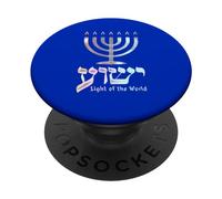 Yeshua Light of the World Hebrew Menorah PopSockets Adhesive PopGrip
