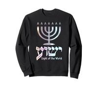 Yeshua Light of the World Hebrew Menorah Sweatshirt