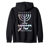Yeshua Light of the World Hebrew Menorah Zip Hoodie