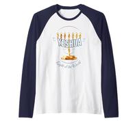 Yeshua Light of the World with Menorah Raglan Baseball Tee
