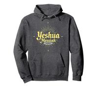Yeshua Messiah Radiant Faith Men's Christian Inspirational Pullover Hoodie, Adult Unisex, Dark Heather Grey, M