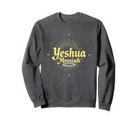 Yeshua Messiah Radiant Faith Men's Christian Inspirational Sweatshirt, Adult Unisex, Dark Heather Grey, L