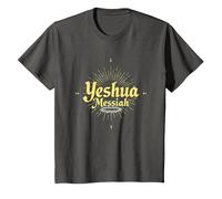 Yeshua Messiah Radiant Faith Men's Christian Inspirational T-Shirt, Kids, Asphalt, 12 Years