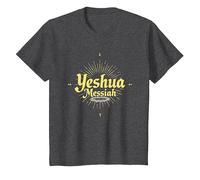 Yeshua Messiah Radiant Faith Men's Christian Inspirational T-Shirt, Kids, Dark Heather Grey, 10 Years