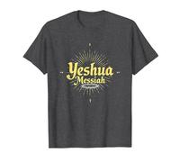Yeshua Messiah Radiant Faith Men's Christian Inspirational T-Shirt, Men, Dark Heather Grey, L