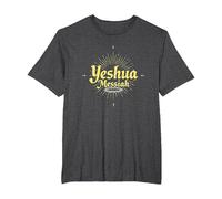 Yeshua Messiah Radiant Faith Men's Christian Inspirational T-Shirt, Men's Big and Tall, Dark Heather Grey, 6X Tall