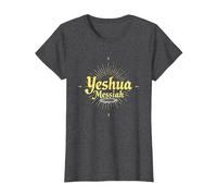Yeshua Messiah Radiant Faith Men's Christian Inspirational T-Shirt, Women, Dark Heather Grey, M
