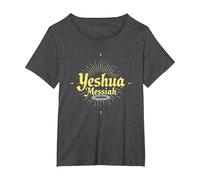 Yeshua Messiah Radiant Faith Men's Christian Inspirational T-Shirt, Women's Plus, Dark Heather Grey, 2X