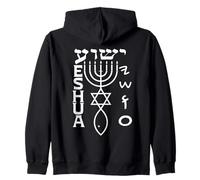 Yeshua: Paleo, Hebrew, English Covenant Emblem Zip Hoodie