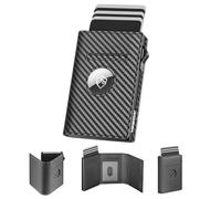 YESIIW Airtag Mens Wallet Compact Pop up Card Holder for 10 Cards, RFID Card Wallet with ID Window Slim Wallets for Men UK, Magnetic Closure (Without Coin Pocket, Carbon Fiber)