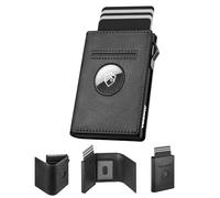 YESIIW Airtag Mens Wallet Compact Pop up Card Holder for 10 Cards, RFID Card Wallet with ID Window Slim Wallets for Men UK, Smart Air-tag Holder Wallets Magnetic Closure, Black