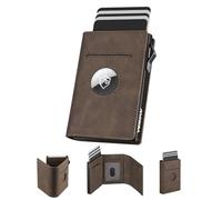 YESIIW Airtag Mens Wallet Compact Pop up Credit Card Holder for 10 Cards, RFID Card Wallet with ID Window Slim Wallets for Men, Smart Magnetic Wallets Without Coin Pocket, Brown