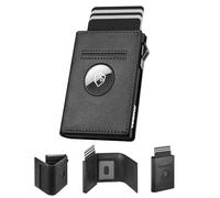 YESIIW Airtag Mens Wallet Compact Pop up Credit Card Holder for 10 Cards, RFID Card Wallet with ID Window & Coin Pocket, Magnetic Slim Wallets for Men Smart Air-tag Holder, Black
