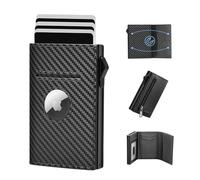 YESIIW AirTag Mens Wallets for Apple Air Tag, RFID Blocking Leather Airtag Wallet for Men, Pop Up Credit Card Holder with Coin Pocket and Card Case, Card Wallet Carbon Fiber