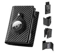 YESIIW Airtag Wallet Card Holder RFID Blocking Magnetic Closure Leather Pop Up Metal with ID Window & Coin Pocket Slim Contactless Protector(Airtag not Included), 002- Carbon Fibre