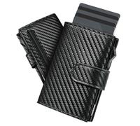 YESIIW AirTag Wallet for Men, Slim Card Holder for Apple Air Tag, Pop-up Credit Card Wallet with RFID Blocking, Coin Pocket & 2 ID Windows - Carbon Fiber
