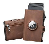 YESIIW Airtag Wallets for Men, Slim Mens Leather Wallets RFID Card Holder, Minimalist Wallet Pop up Card Wallet Men, Trifold Wallet for Apple Airtag with Coin Pocekt and ID Window, Carbon Fiber