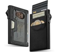 YESIIW Bauhaus Slim Wallet for Men | RFID NFC Blocking Automatic Ejector | Pop-Up Card Holder Front Pocket Minimalist Mens Wallet Holds 7 Cards + ID + Cash | Gift for Men Black | for Daily Use