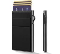 YESIIW Card Holder Mens Wallets Slim Minimalist, Pop up Credit Card Wallet with RFID Blocking, Metal Smart Wallets for Men with Money Pocket, Gifts Black