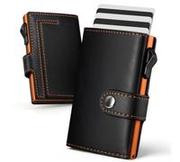 YESIIW Card Holder RFID Blocking - Pop Up Wallet with 7-9 Cards + 2 ID Window, Slim Leather Trifold Wallets with Coin Pocket, Credit Card Wallet for Everyday Use, Ideal Gift for Men (Black)