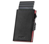 YESIIW Card Wallet Men, RFID Wallet for Men Anti Theft, Thin Pop Up Credit Card Holder for 7 Cards, Minimalist Slim Wallet with ID Window & Coin Pocket, Customize Smart Holder Wallet, Red