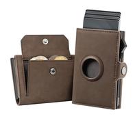 YESIIW Mens Wallets Airtag Wallet for Air Tag, RFID Card Holder air tag Wallet Leather Slim Wallets for Men UK, Pop Up Smart Wallet with Coin Pocket and Money Clip, Brown