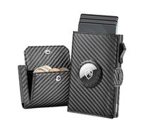YESIIW Mens Wallets Airtag Wallet forAir Tag, RFID Card Holder air tag Wallet Leather Slim Wallets for Men UK, Pop Up Smart Wallet with Coin Pocket and Money Clip, Carbon Fiber